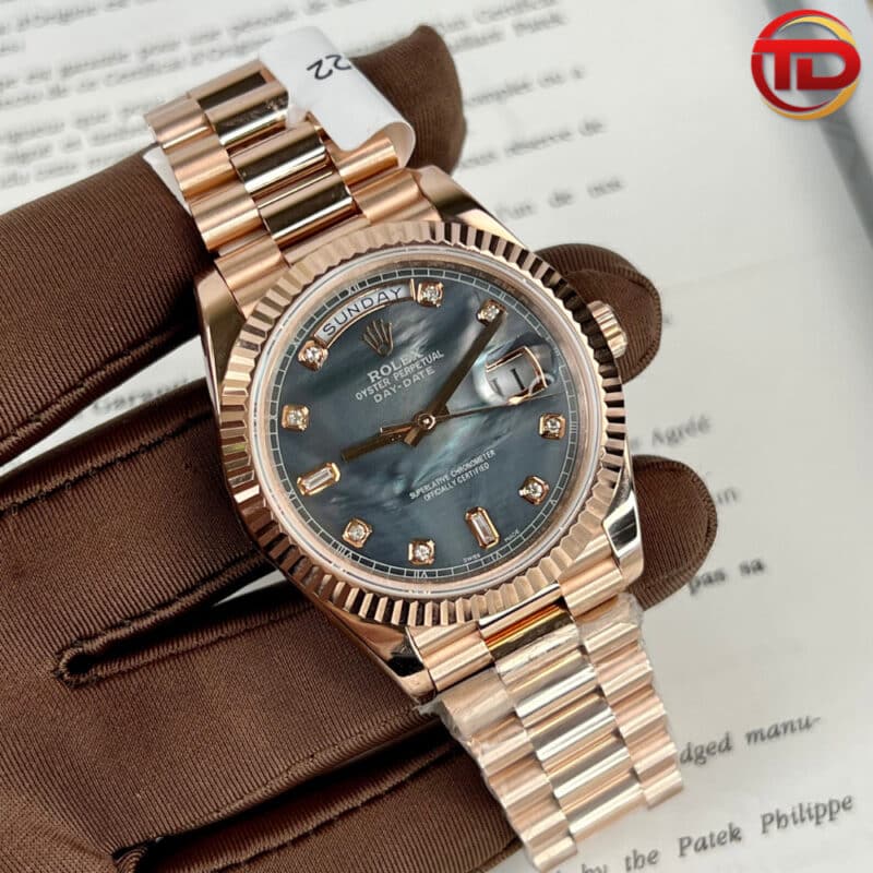 ĐỒNG HỒ ROLEX DAY-DATE REP 11 BỌC VÀNG 18K MẶT XÀ CỪ XANH NGỌC