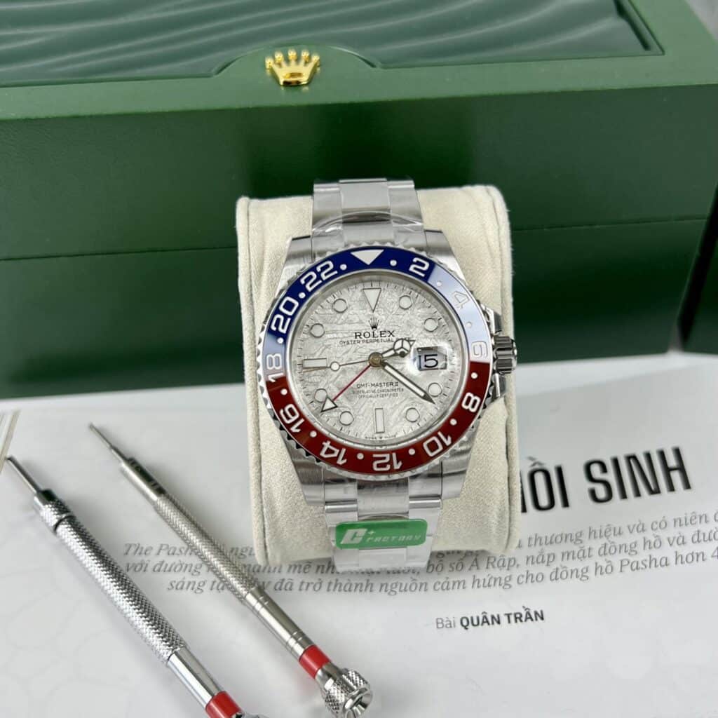 ĐỒNG HỒ ROLEX GMT-MASTER II PEPSI MẶT THIÊN THẠCH REPLICA CAO CẤP