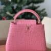 TÚI XÁCH LV LOUIS VUITTON CAPUCINES DA ĐÀ ĐIỂU KHÂU TAY 100% REPLICA 1:1 MÀU HỒNG
