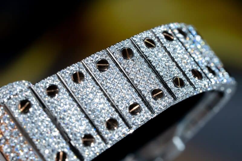 ĐỒNG HỒ CARTIER SANTOS ĐỘ FULL KIM CƯƠNG MOISSANITE SUPER FAKE
