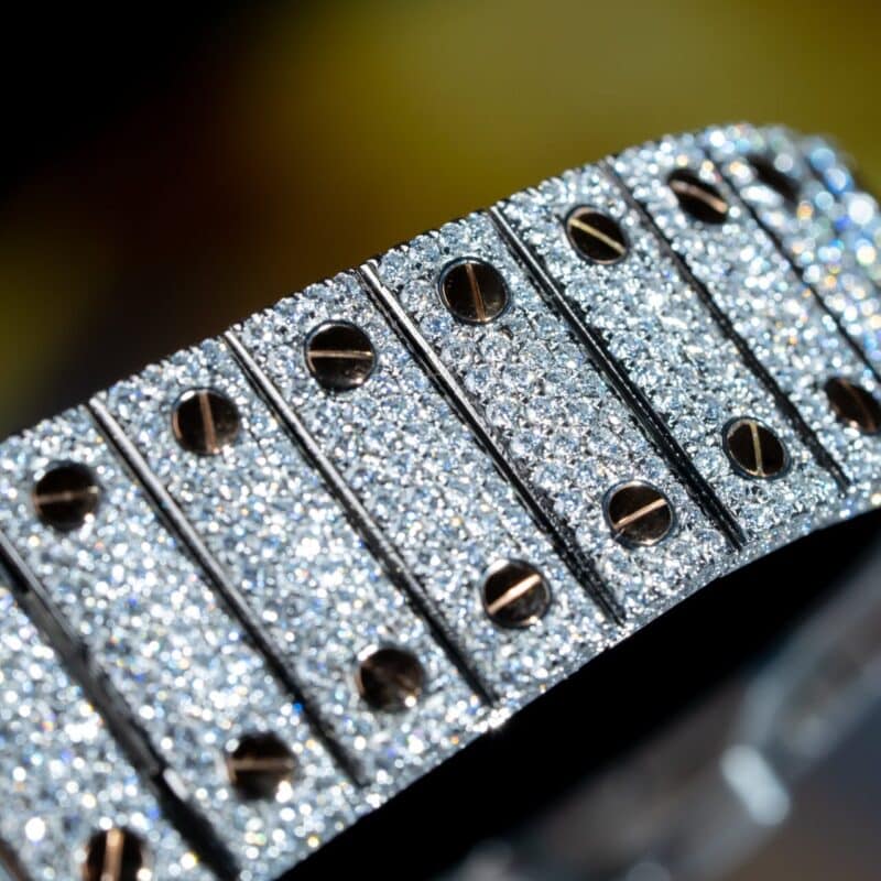 ĐỒNG HỒ CARTIER SANTOS ĐỘ FULL KIM CƯƠNG MOISSANITE SUPER FAKE