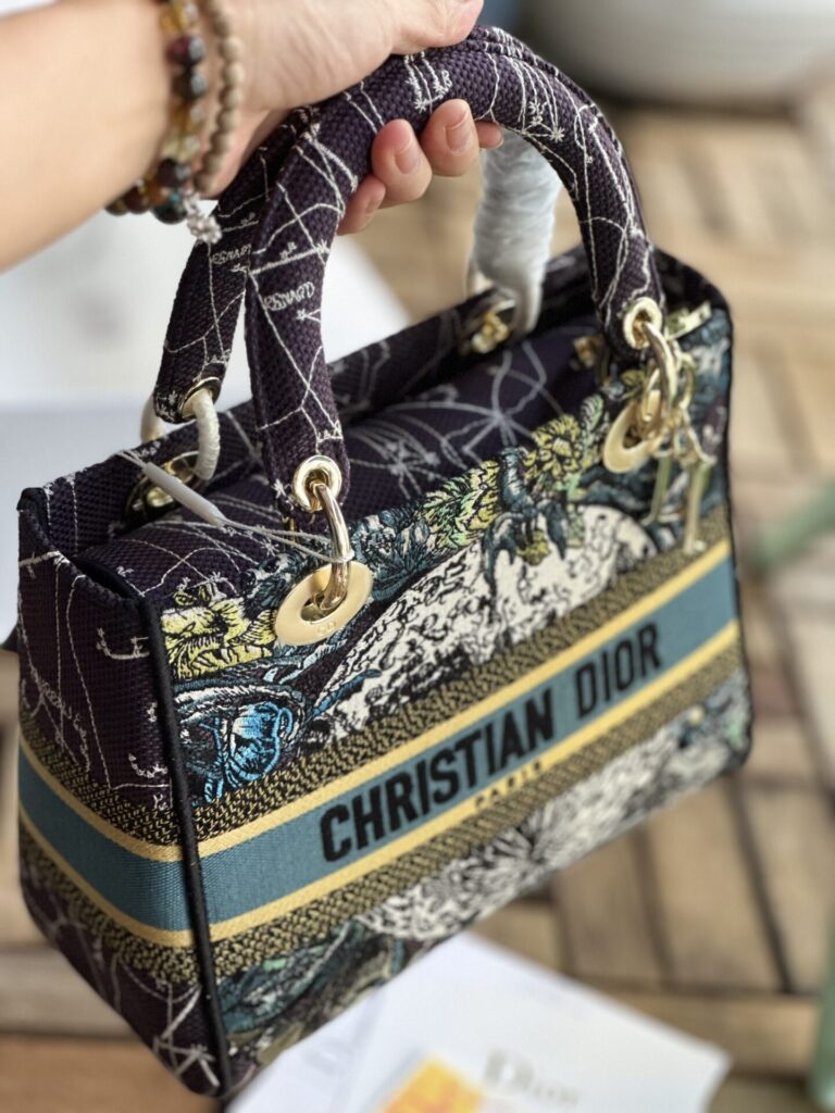 TÚI XÁCH NỮ DIOR LADY SMALL SIZE SIÊU CẤP HỌA TIẾT THÊU TAY FULLBOX HỌA TIẾT RỪNG XANH