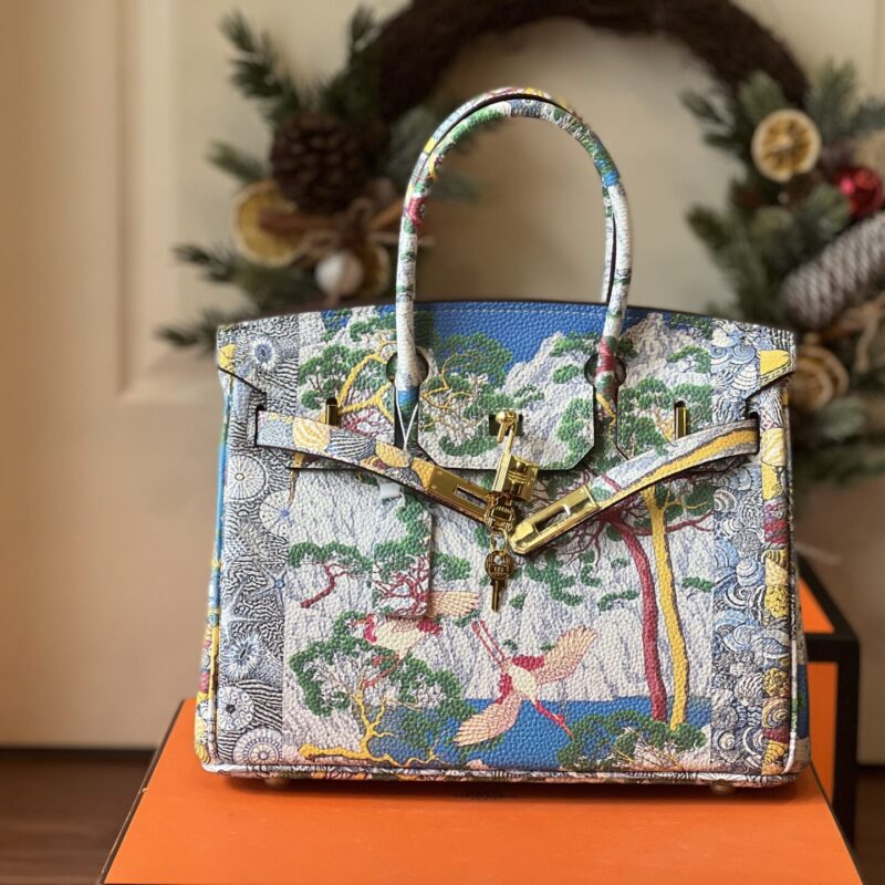 TÚI XÁCH HM BIRKIN TOGONGUYÊN BẢN TAG BẠC SIÊU CẤP FULL BOX HỌA TIẾT RỪNG NÚI