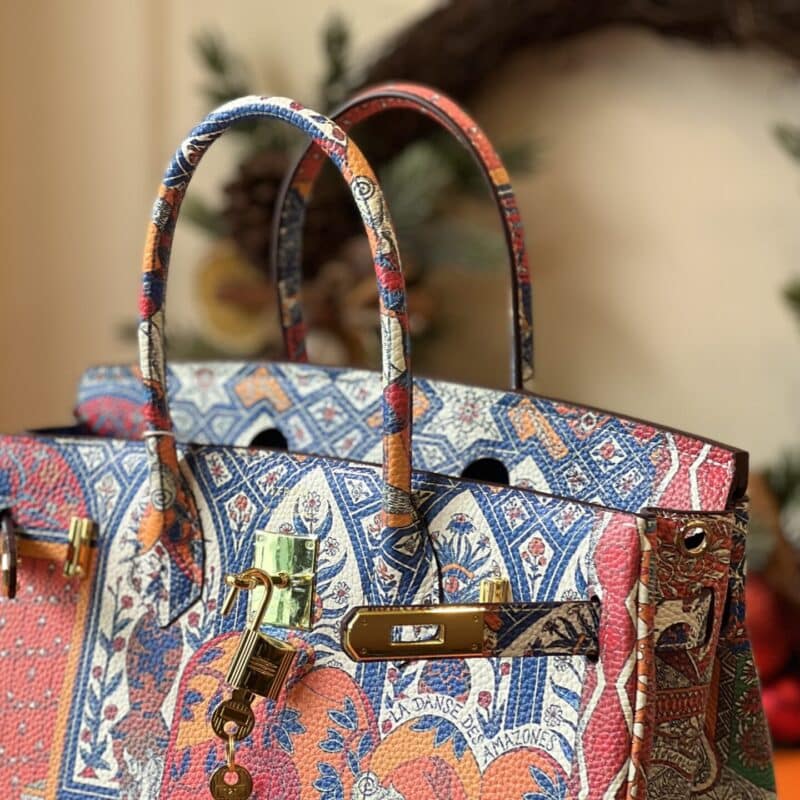 TÚI XÁCH HM BIRKIN TOGONGUYÊN BẢN TAG BẠC SIÊU CẤP FULL BOX HỌA TIẾT THỔ DÂN