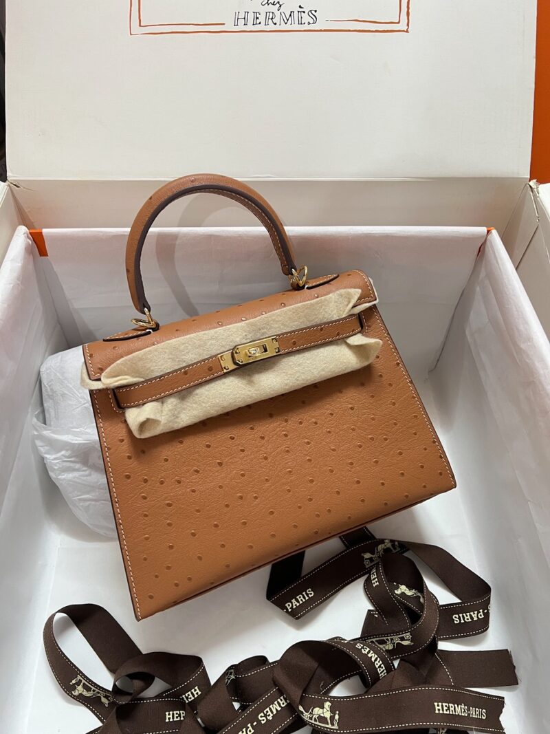 TÚI XÁCH TAY NỮ HM HERMES KELLY DA ĐÀ ĐIỂU SIÊU CẤP MÀU NÂU FULLBOX