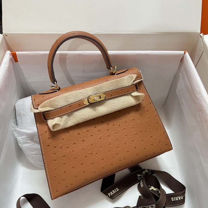 TÚI XÁCH TAY NỮ HM HERMES KELLY DA ĐÀ ĐIỂU SIÊU CẤP MÀU NÂU FULLBOX
