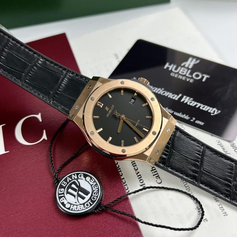 ĐỒNG HỒ HUBLOT CLASSIC FUSION MẶT ĐEN KING GOLD REP 1:1 JJF 2023