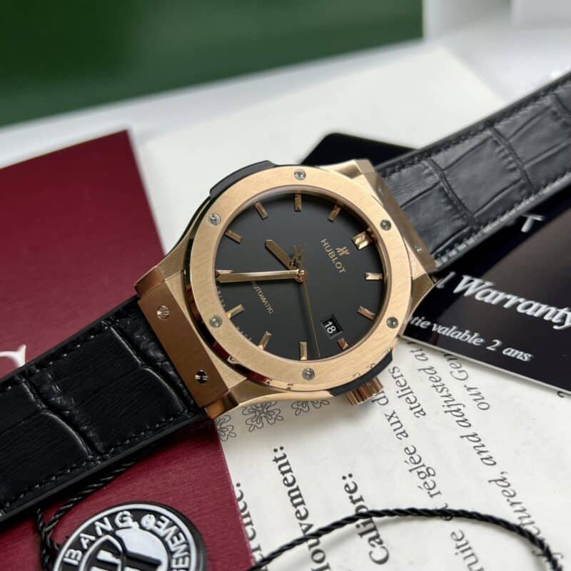 ĐỒNG HỒ HUBLOT CLASSIC FUSION MẶT ĐEN KING GOLD REP 1:1 JJF 2023