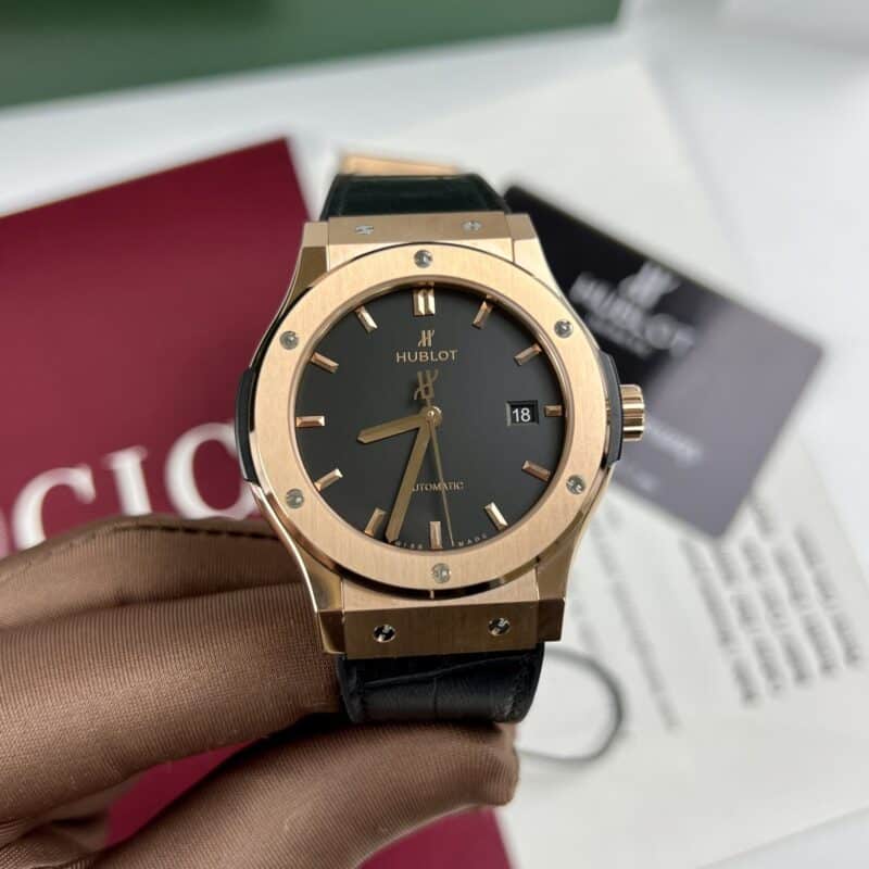ĐỒNG HỒ HUBLOT CLASSIC FUSION MẶT ĐEN KING GOLD REP 1:1 JJF 2023