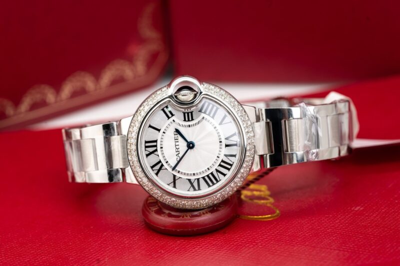 ĐỒNG HỒ NỮ CARTIER BALLON BLEU NIỀNG KIM CƯƠNG TỰ NHIÊN HAI HÀNG 33MM