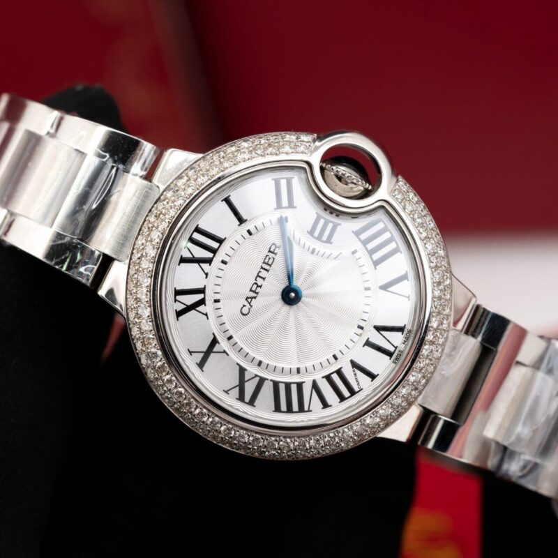ĐỒNG HỒ NỮ CARTIER BALLON BLEU NIỀNG KIM CƯƠNG TỰ NHIÊN HAI HÀNG 33MM