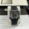 ĐỒNG HỒ CARTIER SANTOS SUPER FAKE 1:1 MÀU ĐEN DÂY CAO SU