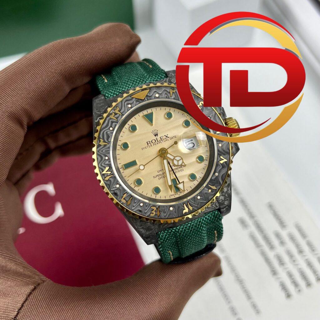 ĐỒNG HỒ ROLEX GMT - MASTER II VỎ CARBON REPLICA 1:1 DIW 40MM