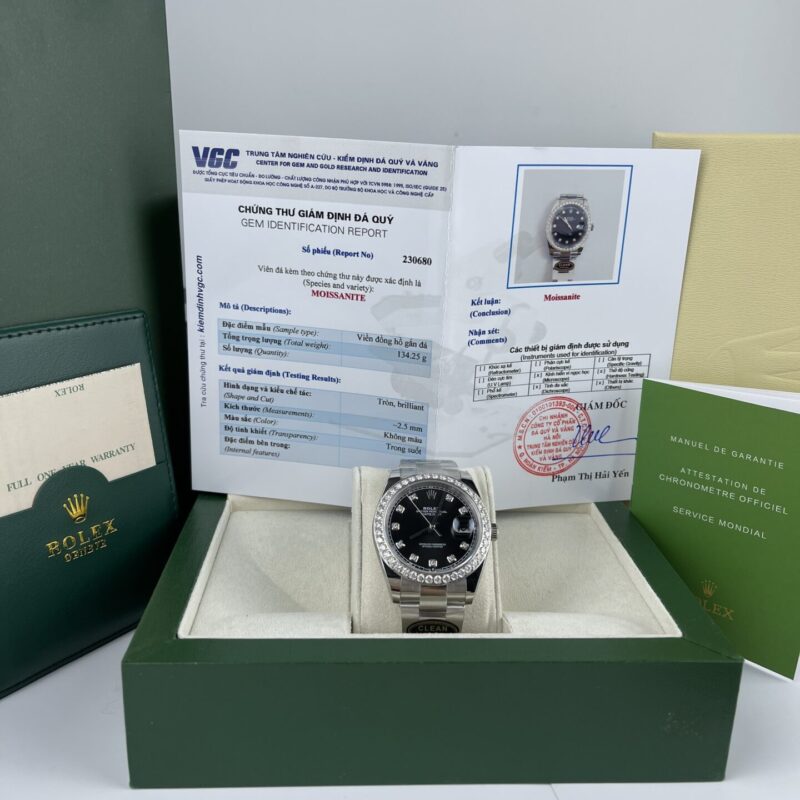 ĐỒNG HỒ ROLEX DATEJUST 126284RBR MẶT ĐEN NIỀNG KIM CƯƠNG MOISSANITE CLEAN FACTORY