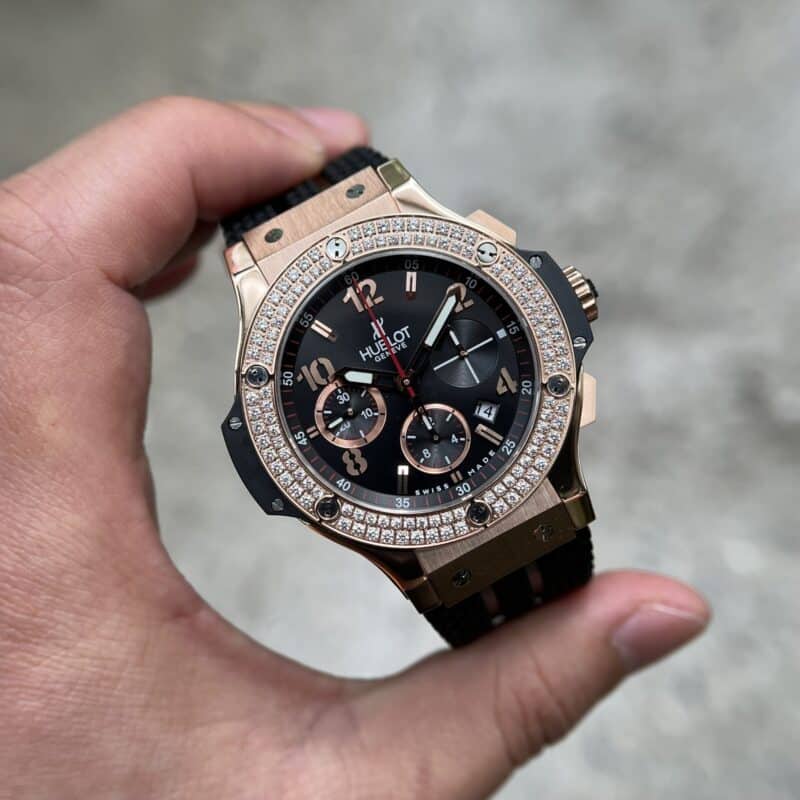 ĐỒNG HỒ HUBLOT BIG BANG GOLD PAVÉ ĐÍNH ĐÁ FAKE 1:1 HB FACTORY