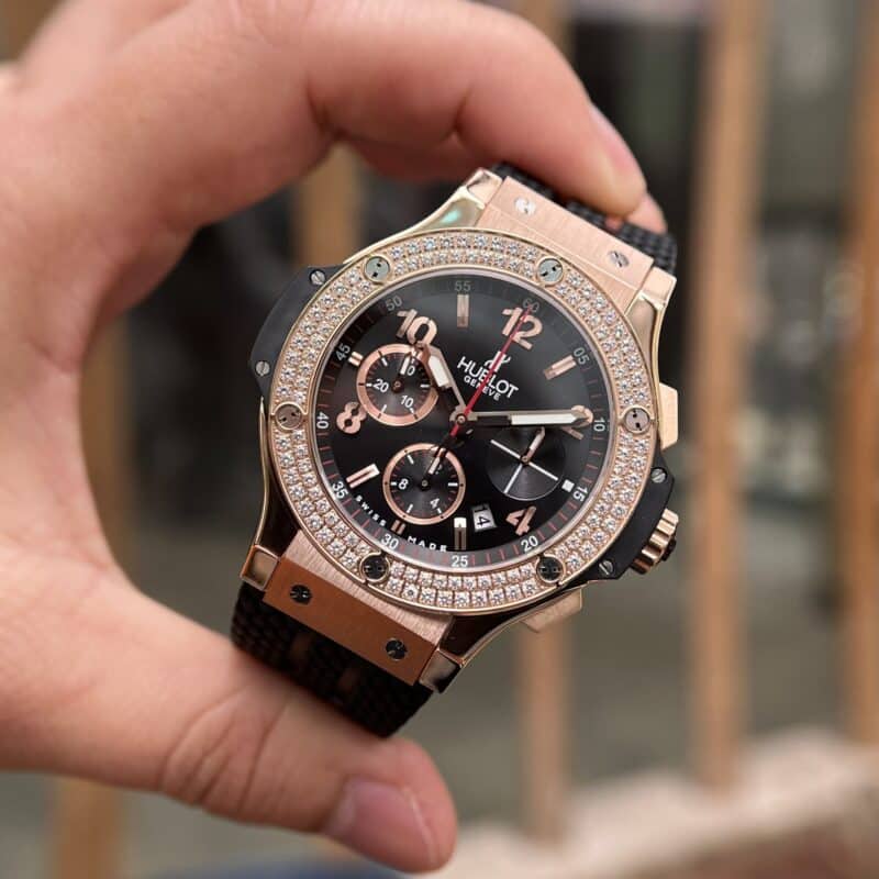 ĐỒNG HỒ HUBLOT BIG BANG GOLD PAVÉ ĐÍNH ĐÁ FAKE 1:1 HB FACTORY