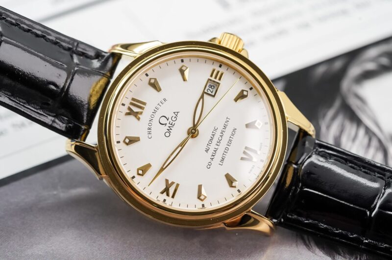 ĐỒNG HỒ OMEGA DE VILLE CO-AXIAL MẶT TRẮNG VỎ VÀNG FAKE 1:1 MÁY NHẬT