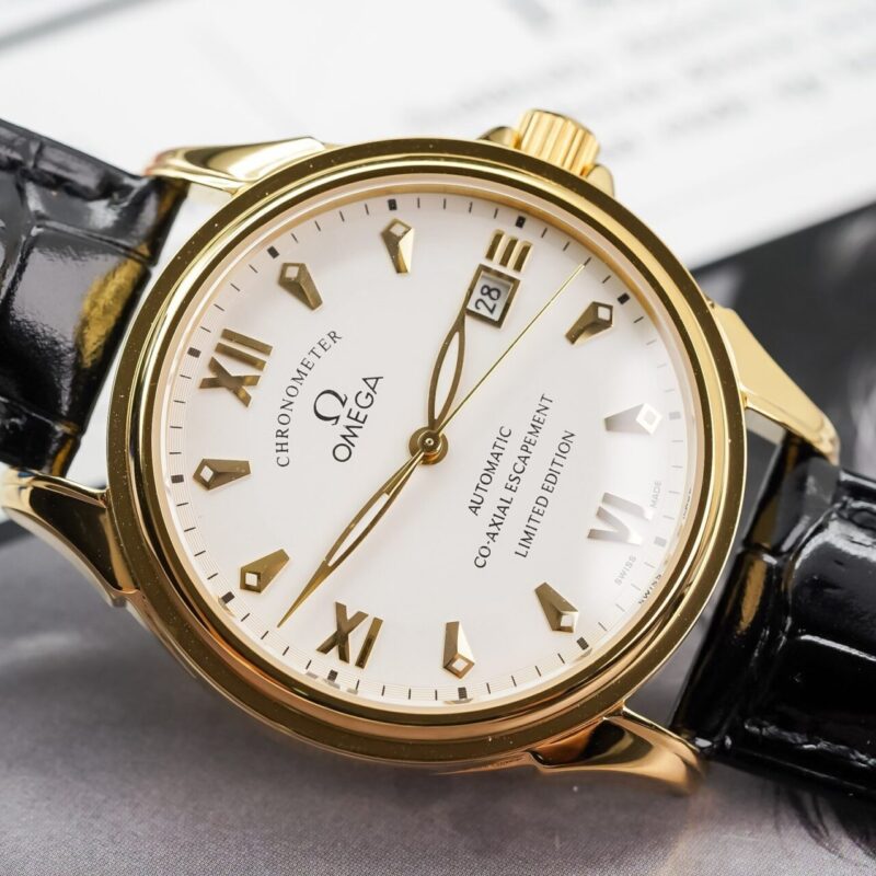 ĐỒNG HỒ OMEGA DE VILLE CO-AXIAL MẶT TRẮNG VỎ VÀNG FAKE 1:1 MÁY NHẬT