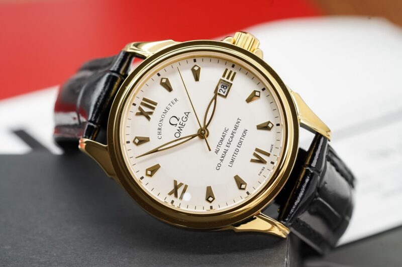 ĐỒNG HỒ OMEGA DE VILLE CO-AXIAL MẶT TRẮNG VỎ VÀNG FAKE 1:1 MÁY NHẬT