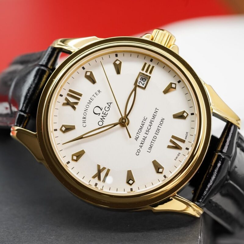ĐỒNG HỒ OMEGA DE VILLE CO-AXIAL MẶT TRẮNG VỎ VÀNG FAKE 1:1 MÁY NHẬT