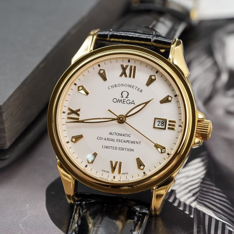 ĐỒNG HỒ OMEGA DE VILLE CO-AXIAL MẶT TRẮNG VỎ VÀNG FAKE 1:1 MÁY NHẬT