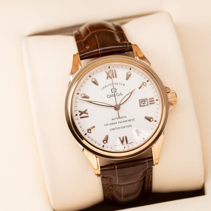 ĐỒNG HỒ OMEGA DE VILLE CO-AXIAL MẶT TRẮNG VỎ VÀNG HỒNG FAKE NHẬT