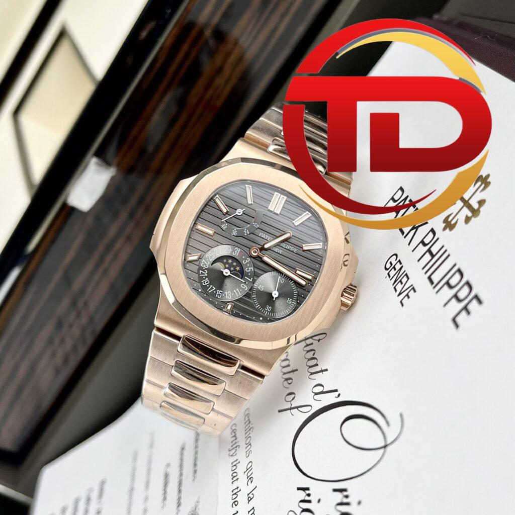PATEK PHILIPPE NAUTILUS 5712 MẶT SỐ XÁM VÀNG HỒNG FAKE SIÊU CẤP GR FACTORY