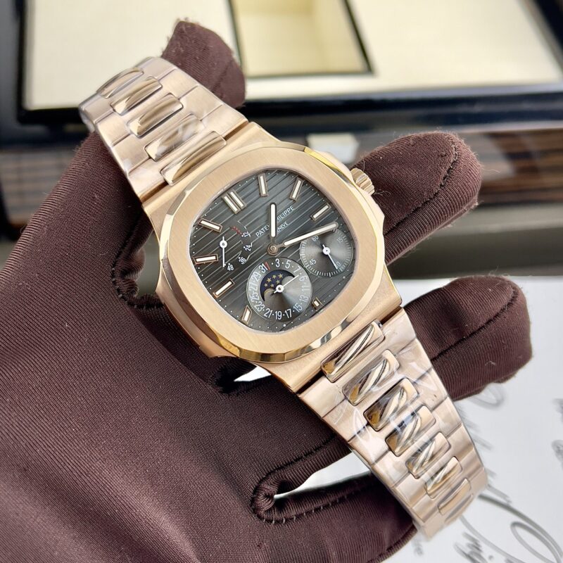 PATEK PHILIPPE NAUTILUS 5712 MẶT SỐ XÁM VÀNG HỒNG FAKE SIÊU CẤP GR FACTORY
