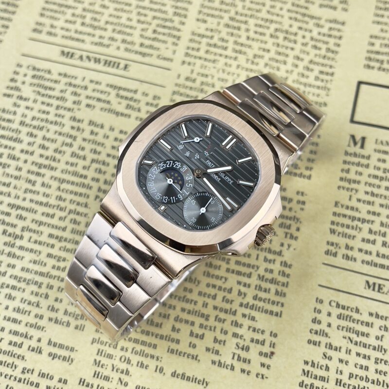PATEK PHILIPPE NAUTILUS 5712 MẶT SỐ XÁM VÀNG HỒNG FAKE SIÊU CẤP GR FACTORY