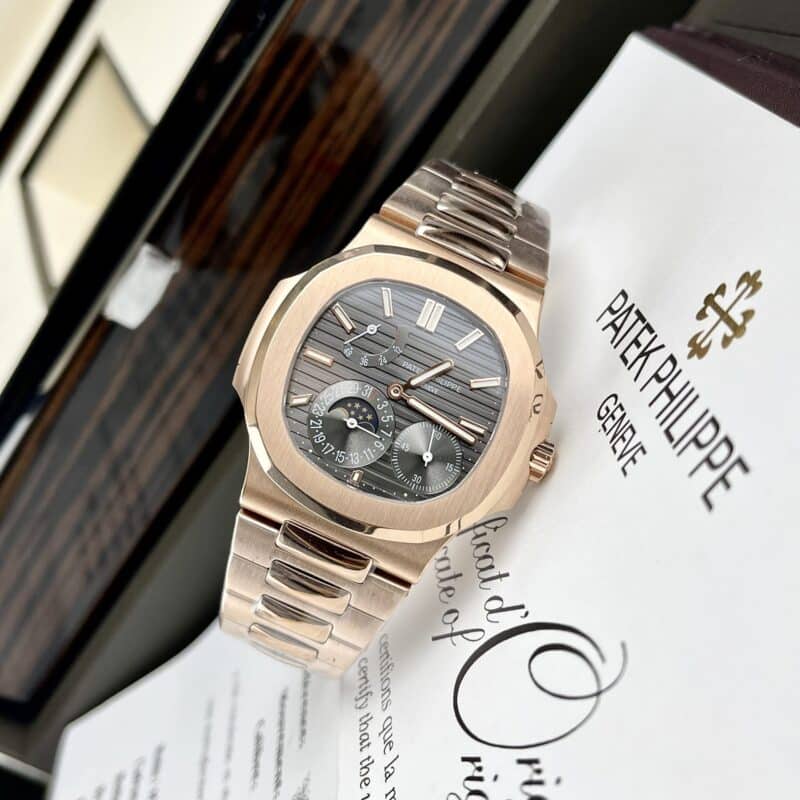 PATEK PHILIPPE NAUTILUS 5712 MẶT SỐ XÁM VÀNG HỒNG FAKE SIÊU CẤP GR FACTORY