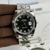 ĐỒNG HỒ ROLEX DATEJUST MẶT SỐ ĐEN CỌC SỐ ĐÍNH ĐÁ REP 1:1 CLEAN FACTORY