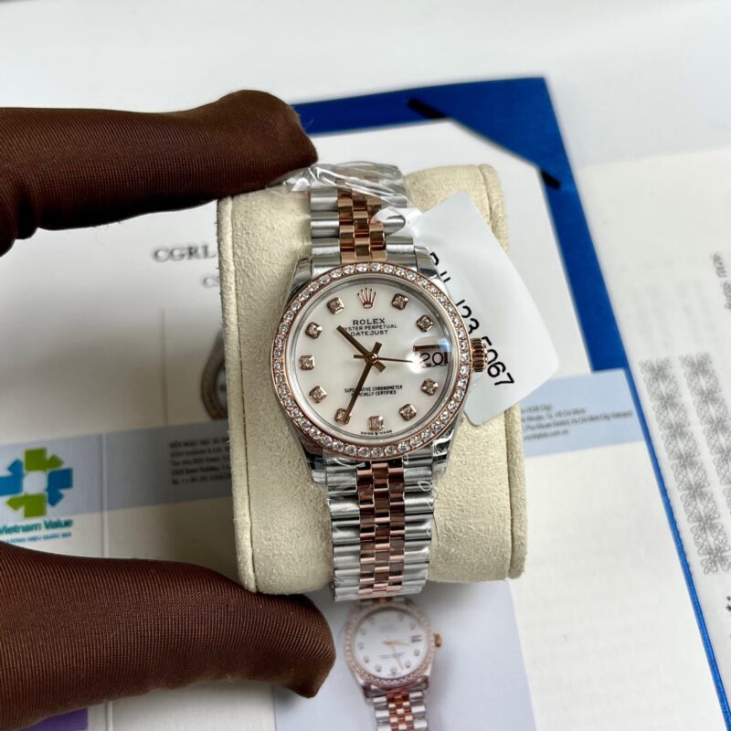 ĐỒNG HỒ ROLEX DATEJUST NỮ BỌC VÀNG NIỀNG ĐÁ REP 1:1 CAO CẤP