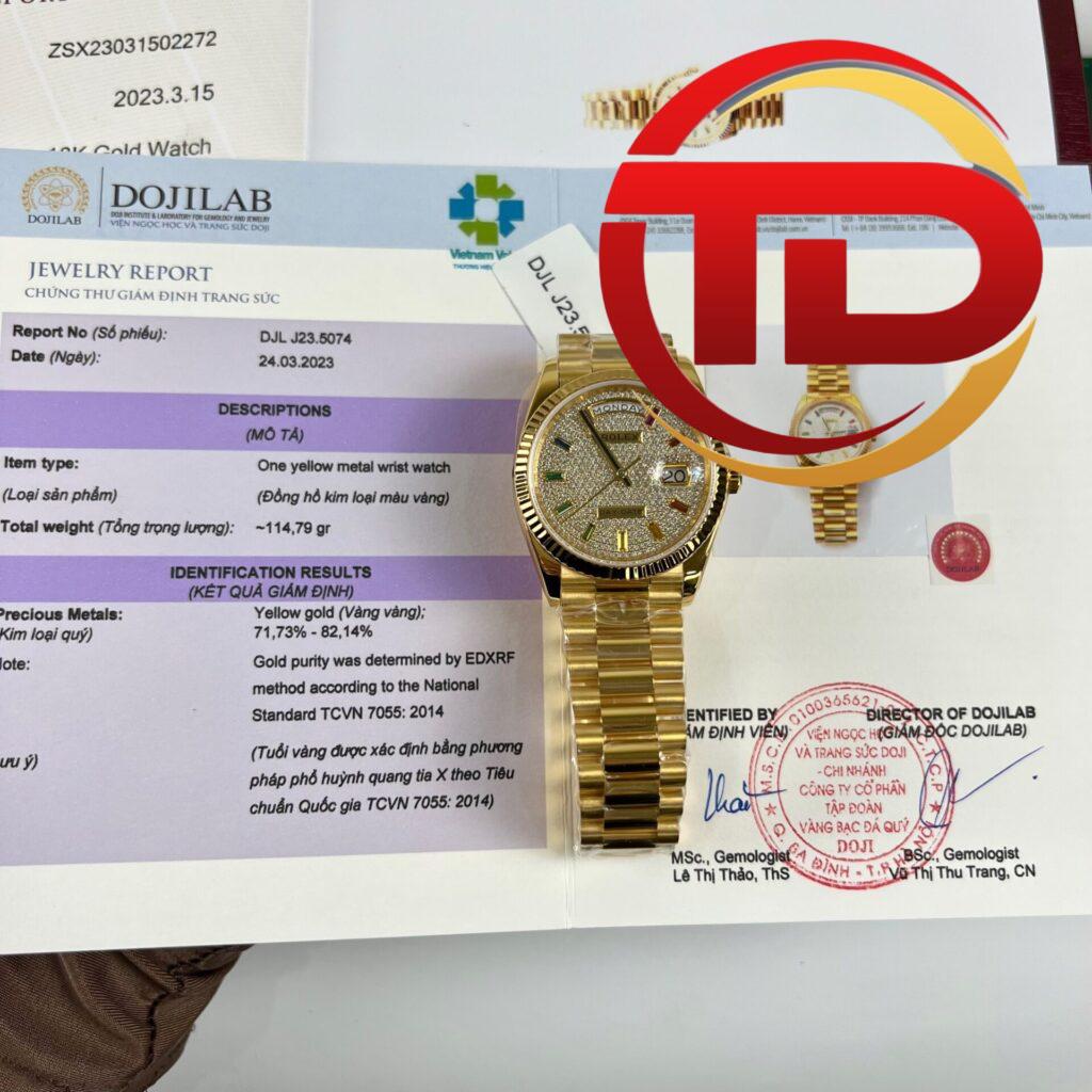 ĐỒNG HỒ ROLEX DAY-DATE 128348 RAINBOW BỌC VÀNG 18K REP 1:1 CAO CẤP