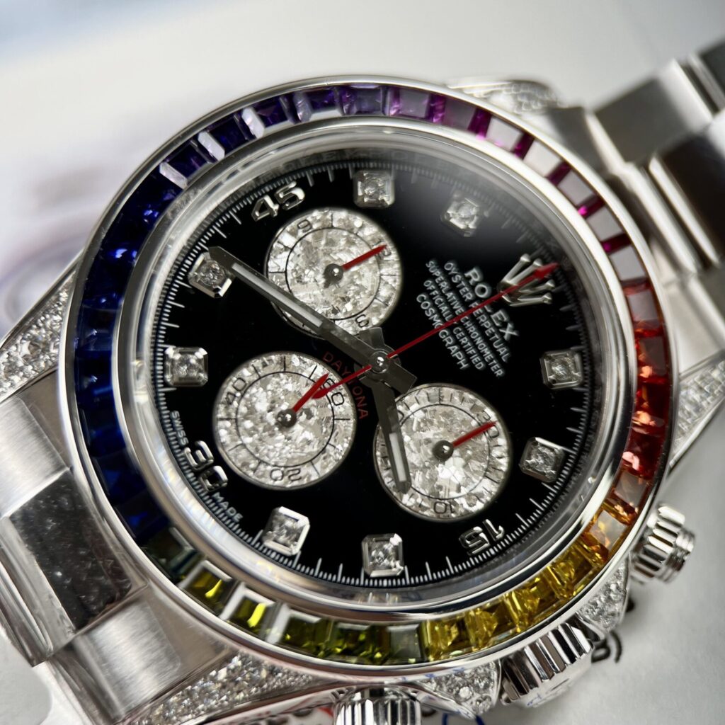 ĐỒNG HỒ ROLEX DAYTONA RAINBOW REP 11 BỌC VÀNG TRẮNG