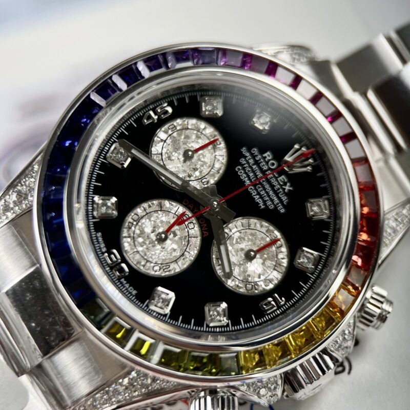 ĐỒNG HỒ ROLEX DAYTONA RAINBOW REP 11 BỌC VÀNG TRẮNG BT FACTORY