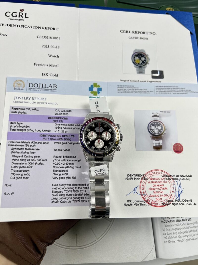 ĐỒNG HỒ ROLEX DAYTONA RAINBOW REP 11 BỌC VÀNG TRẮNG BT FACTORY