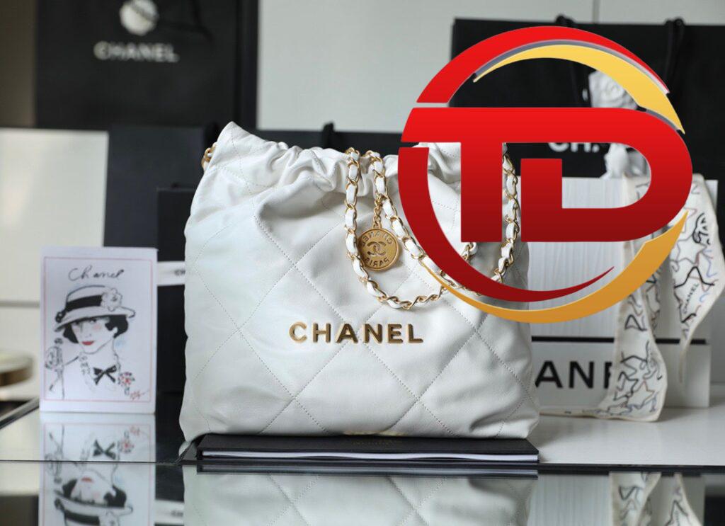 TÚI XÁCH CHANEL 22 SMALL HANDBAG DA TRẮNG TAG VÀNG FULLBOX