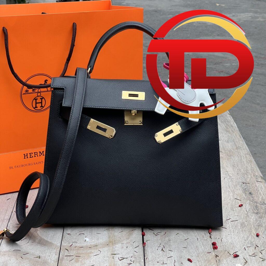TÚI HERMES KELLY 28 ESPOM KHÂU TAY SIÊU CẤP LIKE AUTH MÀU ĐEN