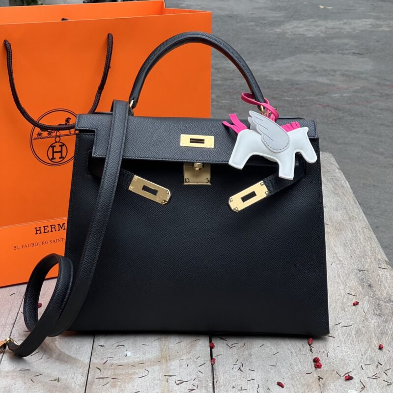 TÚI HERMES KELLY 28 ESPOM KHÂU TAY SIÊU CẤP LIKE AUTH MÀU ĐEN