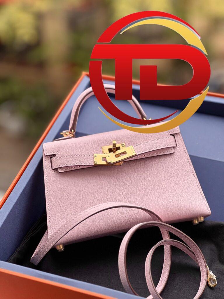 TÚI HERMES KELLY MINI K20 CHEVEW KHÂU TAY SIÊU CẤP LIKE AUTH MÀU HỒNG PASTEL