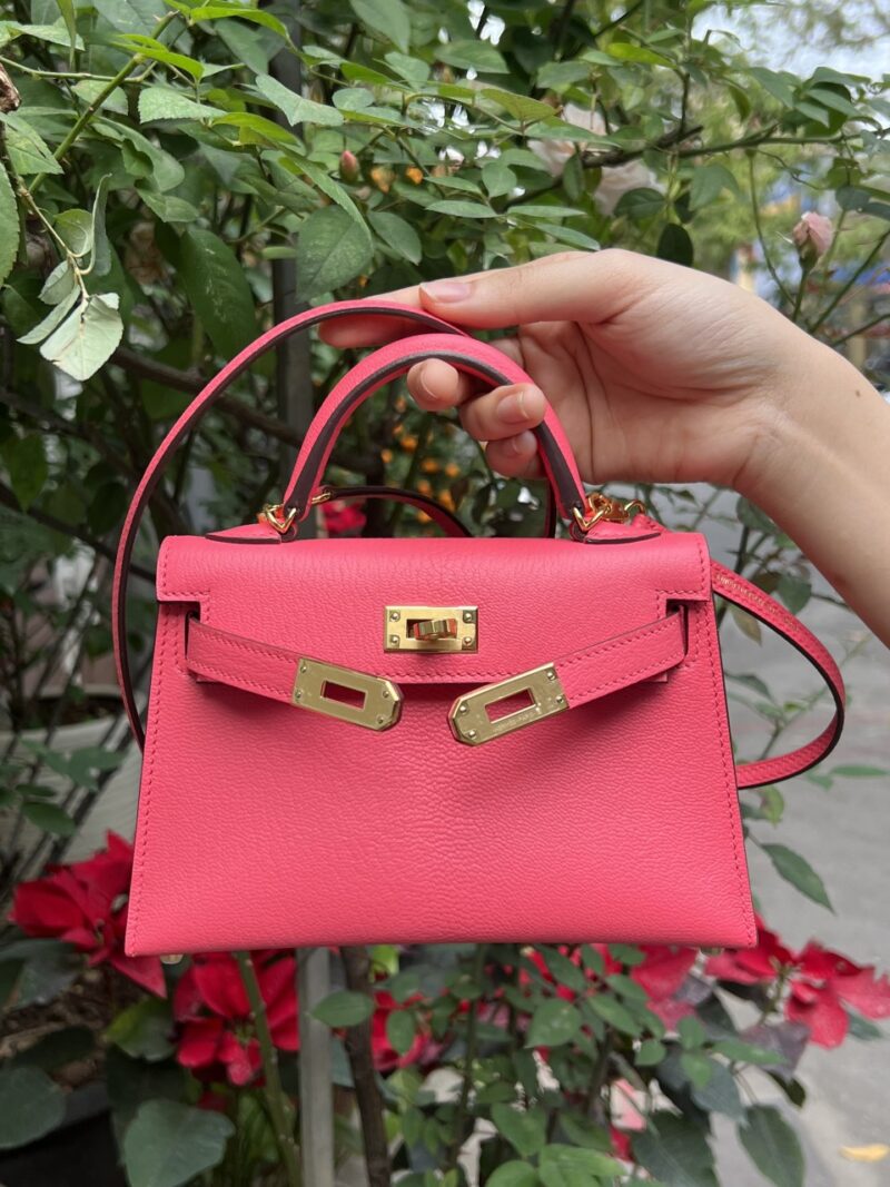 TÚI HERMES KELLY MINI K20 CHEVEW KHÂU TAY SIÊU CẤP LIKE AUTH MÀU HỒNG ĐỎ