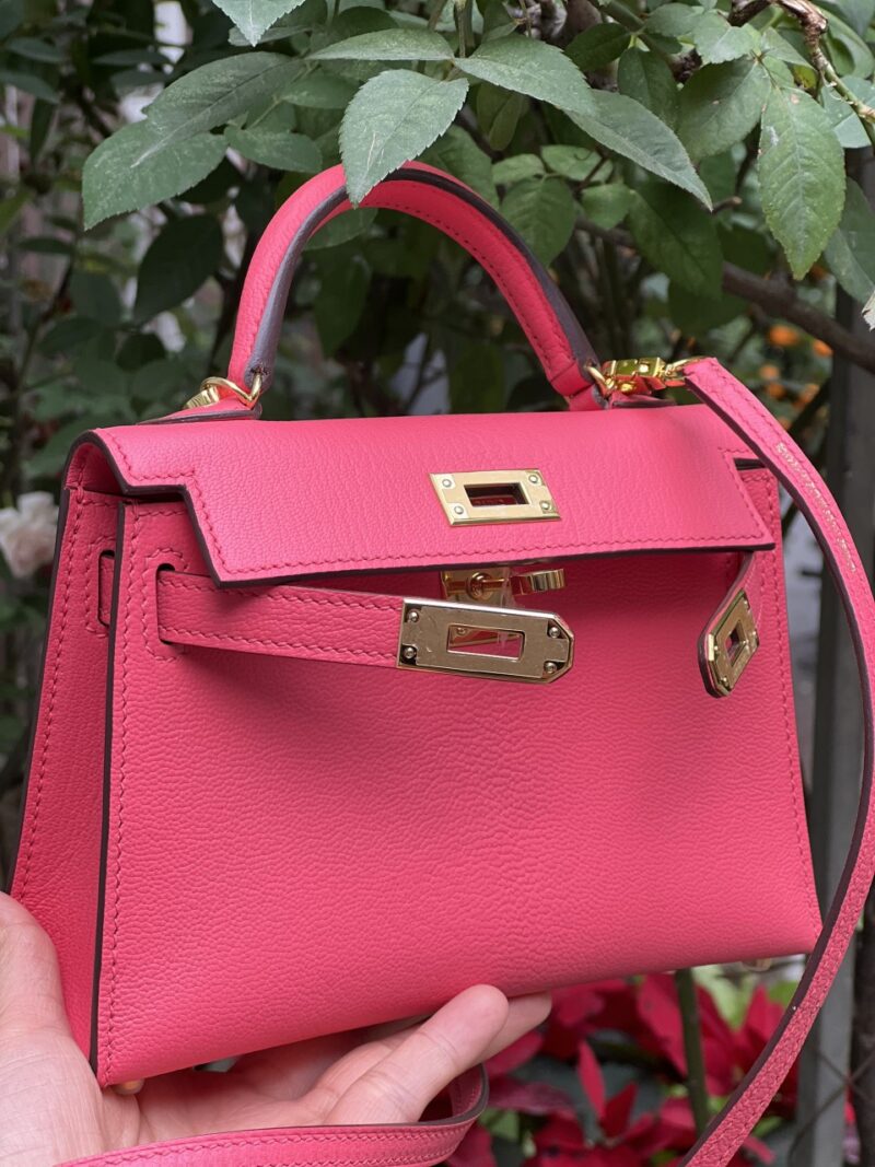 TÚI HERMES KELLY MINI K20 CHEVEW KHÂU TAY SIÊU CẤP LIKE AUTH MÀU HỒNG ĐỎ