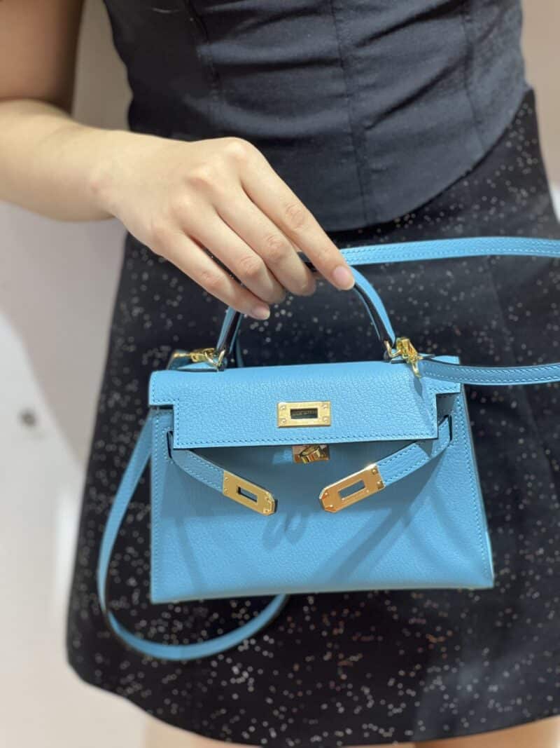 TÚI HERMES KELLY MINI K20 CHEVEW KHÂU TAY SIÊU CẤP LIKE AUTH MÀU XANH DƯƠNG