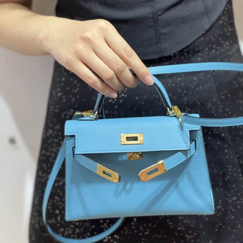 TÚI HERMES KELLY MINI K20 CHEVEW KHÂU TAY SIÊU CẤP LIKE AUTH MÀU XANH DƯƠNG