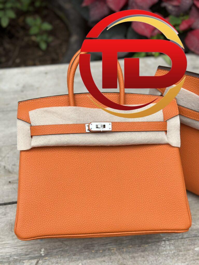 TÚI HERMES BIRKIN 25 SWIFT KHÂU TAY SIÊU CẤP LIKE AUTH MÀU CAM