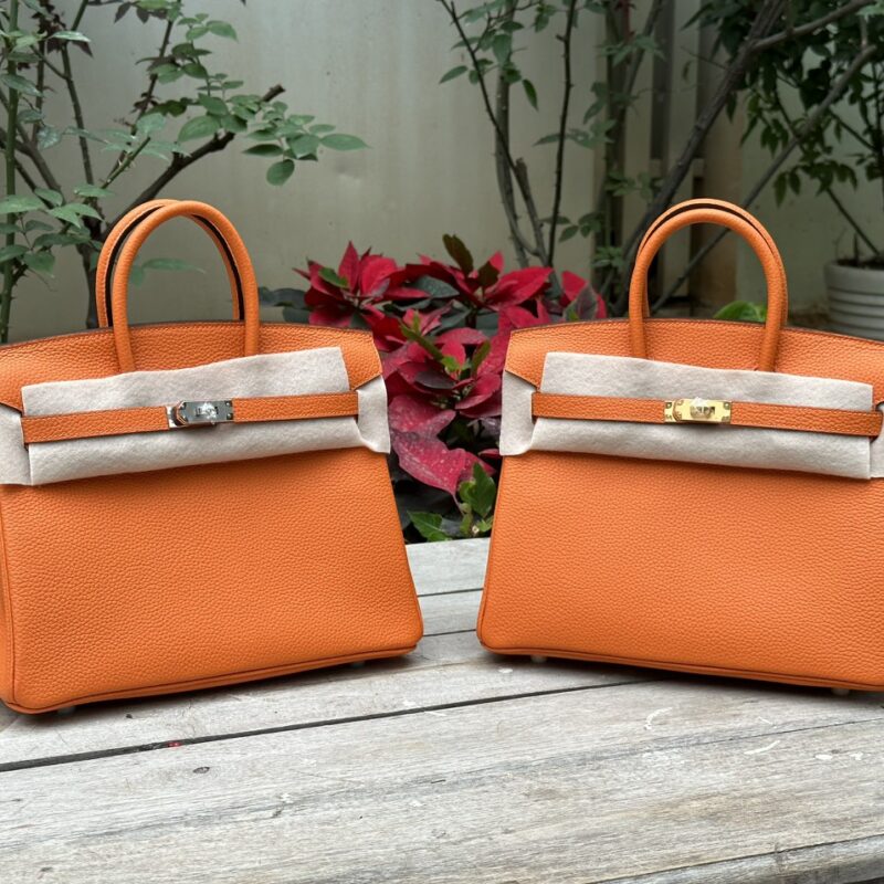 TÚI HERMES BIRKIN 25 SWIFT KHÂU TAY SIÊU CẤP LIKE AUTH MÀU CAM