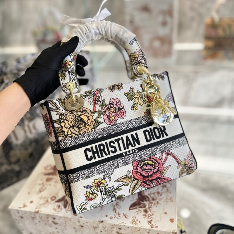 TÚI XÁCH LADY DIOR MEDIUM SIZE D-LITE BAG HỌA TIẾT THỔ CẨM SUPER VIP