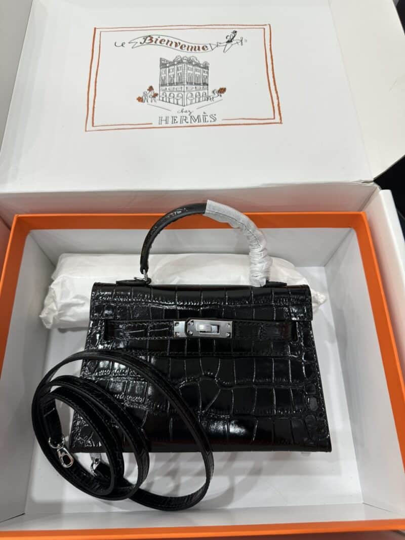TÚI XÁCH HERMES KELLY MINI K20 NGUYÊN BẢN DA THẬT DẬP VÂN CÁ SẤU