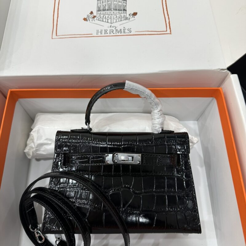 TÚI XÁCH HERMES KELLY MINI K20 NGUYÊN BẢN DA THẬT DẬP VÂN CÁ SẤU