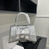 TÚI XÁCH BALENCIAGA HOURGLASS XS TOP HANDLE BAG NGUYÊN BẢN SIZE19 MÀU BẠC